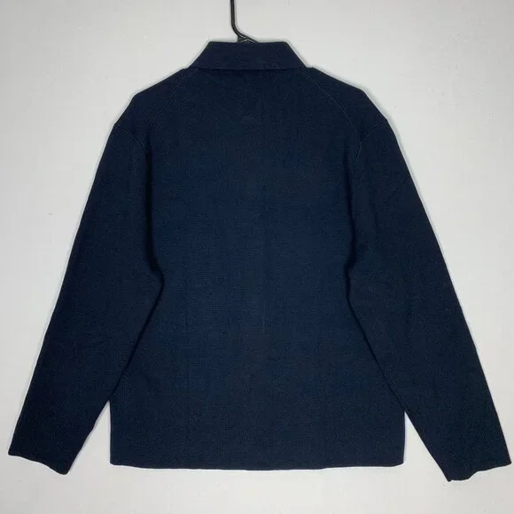Uniqlo Milano Ribbed Shirt Collar Cardigan Men's Medium NWT Navy